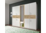 Armadio Camera Da Letto Armadio Taiga Bianco / Rovere Tavolato 225 Cm A 8 Ante