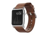 Cinturino In Pelle Nomad Per Apple Watch 42 Mm / 44 Mm / 45 Mm / 49 Mm Marrone / Argento
