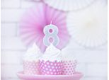 Candela Di Compleanno Numero 8 Con Glitter 7Cm Argento