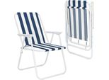 Sedia Da Giardino Con Schienale Alto Sedia Pieghevole Sedia Da Pesca Sedia Da Campeggio Outdoor - Bianco/Blu