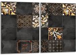 Set Di Piastre Di Copertura Per Piano Cottura 2X40X52 Cm Copertura Per Piano Cottura In Ceramica Alzatina In Vetro, Mosaico Ardesia