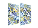 Piastre Coprifornelli 2 Pezzi 35X52 Copriforno In Ceramica Tagliere In Vetro Mosaico Colorato