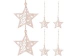 Set Di Ornamenti Per Albero Di Natale In Legno Springos, 6 Pezzi, Ornamento In Legno, Ciondolo, Natale, Ornamento Per Albero Di Natale, Fai Da Te (Stelle)