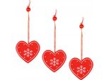 Springos 3 Pezzi, Decorazione Natalizia, Rosso, Etichetta Regalo (Cuore)