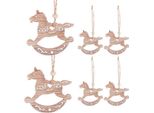 Set Di Ornamenti Per Albero Di Natale In Legno Springos, 6 Pezzi, Ornamento In Legno, Ciondolo, Ornamento Per Albero Di Natale, Fai Da Te (Un Cavallo Da Palo)
