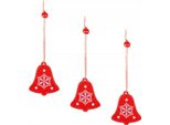 Springos 3 Pezzi, Cartellini In Legno, Decorazione Natalizia, Rosso, Cartellino Regalo (Campana)