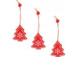 Springos 3 Pezzi, Cartellini In Legno, Decorazione Natalizia, Rosso, Cartellino Regalo (Abete)