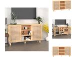 Vidaxl Credenza Marrone 105X30X60 Cm In Pino Massiccio E Rattan Naturale - Credenze