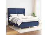 The Living Store Letto A Molle Con Materasso Blu 140X190 Cm In Tessuto