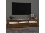 The Living Store Mobile Tv Con Luci Led Rovere Fumé 180X35X40 Cm