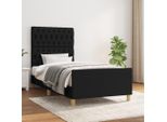 The Living Store Struttura Letto Con Testiera Nera 90X200 Cm In Tessuto