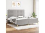 Vidaxl Struttura Letto Con Testiera In Tessuto Grigio Chiaro 180X200 Cm - Struttura Letto Con Testiera - Struttura Letto Con Testiera - Struttura Letto - Letto Con Testiera