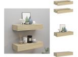 Vidaxl Mensole A Muro Con Cassetti 2 Pz. Mdf Effetto Rovere 60X23,5X10 Cm - Mensole Da Parete