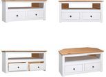 Vidaxl Mobile Tv Ad Angolo Bianco 93 X 49 X 49 Cm In Legno Massiccio Di Pino Di Panama - Mobile Tv Ad Angolo - Mobile Tv - Mobile Tv - Mobili Tv