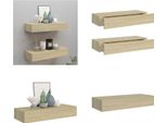 Vidaxl Mensole A Muro Con Cassetti 2 Pezzi Look Rovere 60X23,5X10 Cm Mdf - Mensola A Cassetti - Mensola A Muro - Mensole A Muro