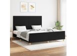 Vidaxl Struttura Letto Con Testiera In Tessuto Nero 160X200 Cm - Struttura Letto Con Testiera - Struttura Letto Con Testiera - Struttura Letto - Letto Con Testiera