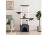 The Living Store Albero Per Gatti Con Tiragraffi In Sisal Grigio Scuro 147 Cm