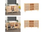 Vidaxl Credenza Marrone 105X30X60 Cm In Pino Massiccio E Rattan Naturale - Credenza - Credenza - Armadio - Armadio Portaoggetti
