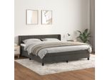 The Living Store Letto A Molle Con Materasso Grigio Scuro 160X200 Cm In Velluto