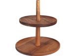 Alzata Da Portata A 2 Ripiani Excellent Houseware, Legno, 23/18,5X23 Cm, Marrone