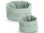 Aufbewahrungskorb Zeller Present "Waffelpiqué 2-Tlg.", Mint, B:20Cm H:12Cm T:20Cm Ø:20Cm, Polyester, Aufbewahrungsboxen, Hochwertiges Waffelpiqué, Rand Krempelbar