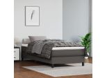 The Living Store Letto A Molle Insacchettate Grigio 90X200 Cm In Pelle Finta
