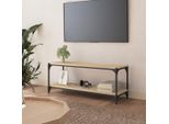 The Living Store Mobile Tv Rovere Sonoma 100X33X41 Cm Materiale A Base Di Legno E Acciaio