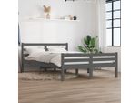 The Living Store Letto In Legno Massiccio Grigio 150X200 Cm