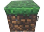 Minecraft - Seduta E Scatole Portaoggetti, Sgabello Con Vano Portaoggetti, Design A Blocchi D'erba
