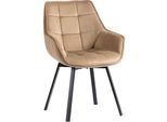 Sedia Da Pranzo Imbottita "Lena"", In Beige Con Gambe Nere, 57 X 44 X 90 Cm"