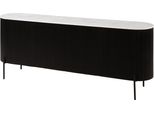 MASSIVMOEBEL24 | Credenza In Legno Di Mango 200X40X76 Laccato Nero - Marmo Bianco Barcelona #102
