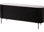 MASSIVMOEBEL24 | Credenza In Legno Di Mango 180X40X76 Laccato Nero - Marmo Bianco Barcelona #101