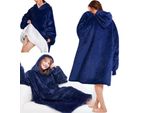 Morbida Felpa Con Cappuccio Unisex Blu Oversize Comfort Invernale