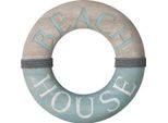 Gilde Spiegel, Rund, "Beach House"", Spruch, Kunstharz, Grau, Ve 1, L. 4 Cm, D. 45 Cm 59245"