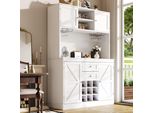 Mobile Da Cucina Sweiko Con Ripiani Regolabili E Portabottiglie, Mobile Da Cucina Alto Con 4 Ante E 2 Cassetti, Credenza Per Cucina E Soggiorno, Mobile Buffet, Bianco