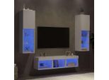 Maison Exclusive - Mobili Tv A Muro Con Led 5Pz Biancin Legno Multistrato