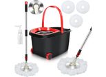 Set Di Mop Izrielar Con Secchio, Centrifuga E 3 Coprimacchia In Microfibra Set Completo Di Mop E Tergipavimento