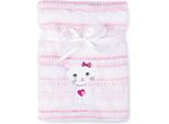 Ricco Coperta Per Neonati 75X100 Ricamo Gattino Rosa