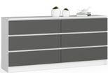 Akord Madia 6 Cassetti Bianco/Grigio Grafite 160X40X77 Cm