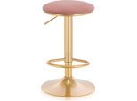Sgabello - Velluto - Rosa/Oro - Senza Schienale - Regolabile In Altezza - 38?×?(61-82?Cm)