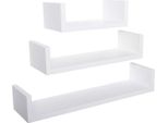 Libreria Galleggiante - Bianco - Set Di 3 - Scaffale A Muro - Scaffale Per Foto Camera Dei Bambini - Legno Mdf