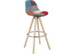 Sgabello Alto Happyment Colore - Con Schienale - Altezza Seduta 75 Cm - Tessuto Di Lino - Struttura Nera - 1 Pezzo - Sgabello Da Cucina E Da Bar - Ergonomico - Robusto
