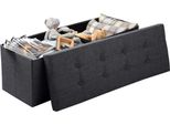 Panca Portaoggetti Happyment Fida - Panca Portaoggetti - Sgabello - Grigio - Linnen E Mdf - 110X37,5X38 Cm