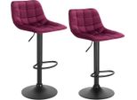 Happyment Velvet Barstool Dera - Regolabile In Altezza - Con Schienale - Set Di 2 - Bordeaux - Ergonomico - Altezza Seduta 59-81 Cm - Per Cucina E Bar