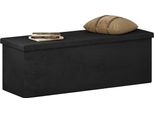 Panca Contenitore Happyment Zaza - Panca Contenitore / Panca Seduta - Sgabello - Nero - Velluto E Mdf - 110X38X38 Cm