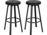 Sgabello Da Bar Zura - Sgabello Da Bar Ergonomico - Schienale - Pelle Finta - Altezza Seduta 60-82?Cm - Antracite - Set Di 2 - Cucina & Bar