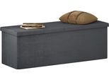 Panca Contenitore Happyment Judi - Panca / Sgabello Contenitore - Sgabello - Grigio Scuro - Velluto E Mdf - 110X38X38 Cm