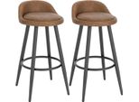 Sgabello Da Bar In Pelle London - Set Di 2 - Marrone - Con Schienale - Sgabelli Da Bar Ergonomici - Cucina - Altezza Seduta 69Cm