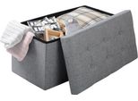 Happyment Panca Moderna Ferino - Panca / Sgabello - Sgabello - Grigio Chiaro - Tessuto E Mdf - 76X38X38 Cm