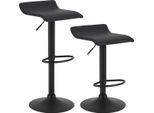 Happyment Barstool Wavey - Nero - Set Di 2 - Sgabelli Da Bar Regolabili In Altezza - Senza Schienale - Sgabelli Da Cucina - Altezza Di Seduta 56-78 Cm